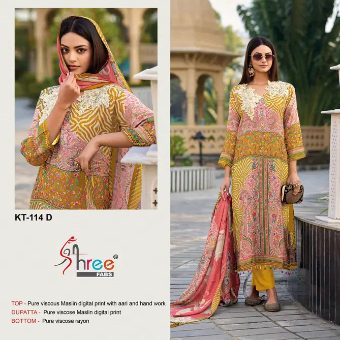 Kt 114 By Shree Fabs Maslin Digital Printed Salwar Suits Exporters In India